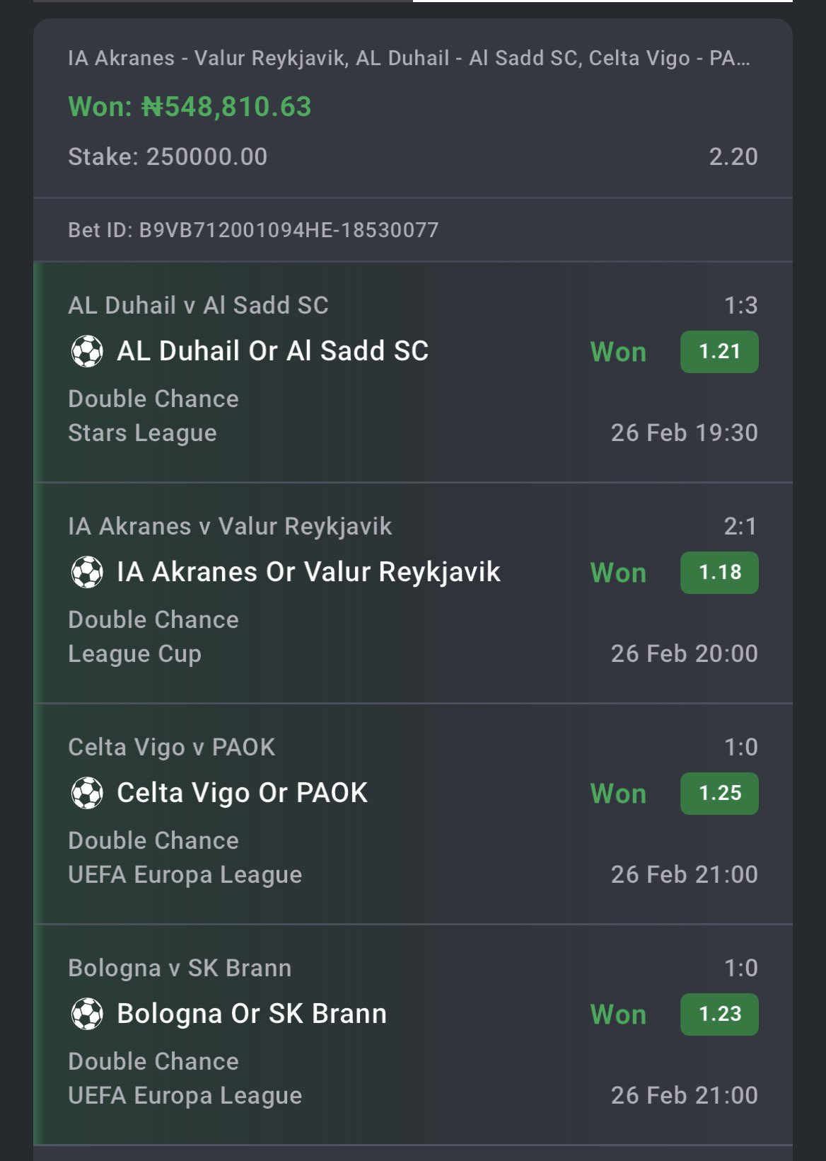 Winning Slip
